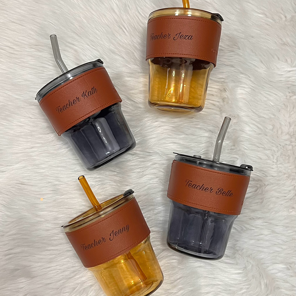 Glass Cup with Straw